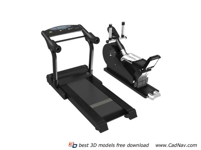 Running machine and treadmill 3d rendering