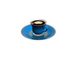 Ceramic coffee cup and saucers 3d preview