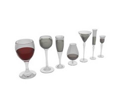 Wine Glasses and Cocktail Glasses 3d preview