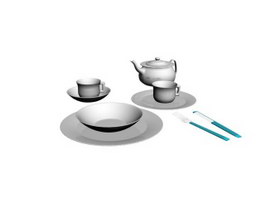 Dinnerware Sets Plates,Cups and Saucers 3d model preview