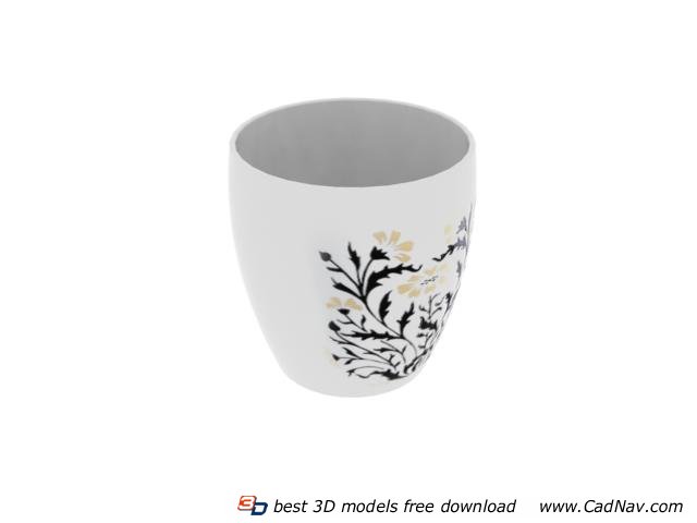 Porcelain coffee cup with printing 3d rendering
