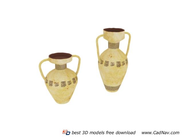 Decorative ceramic water pots 3d rendering