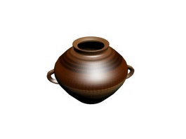 Vintage mexican terracotta water pot 3d model preview