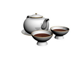 Ceramic japanese tea set 3d model preview