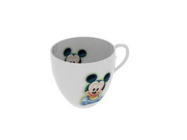 Mickey decal coffee porcelain mugs cups 3d model preview
