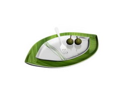 Porcelain Fruit Dish and Fork 3d model preview