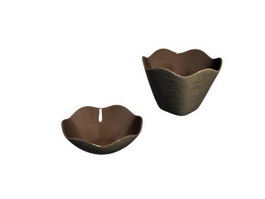 Decorative pottery bowl and tureen 3d model preview