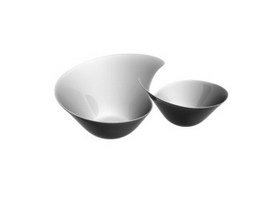 Porcelain unique salad bowls 3d model preview