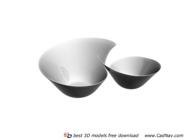Porcelain unique salad bowls 3d rendering