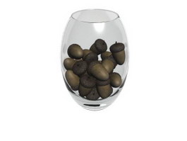 Oak nuts in the glass 3d model preview