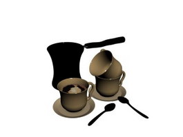 Ceramic Coffee Set with Coffee Pot 3d preview