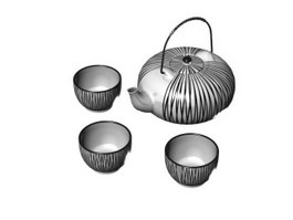 Tableware ceramic tea set 3d model preview