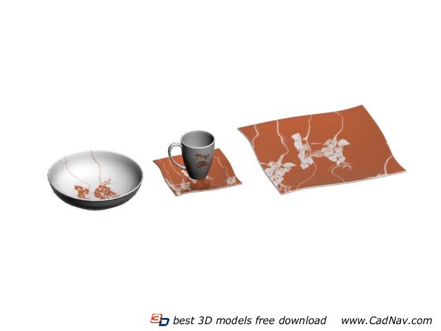 Stoneware terracotta dinnerware sets 3d rendering