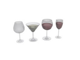 Cocktail Glasses and Wine Glasses 3d preview