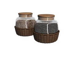 Glass storage jar spice jar 3d model preview