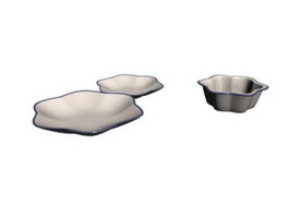 Porcelain Plates and Bowl 3d model preview