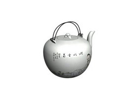 Antique ceramic teapot 3d model preview