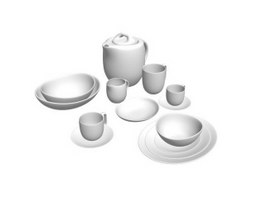 Porcelain tableware dinnerware set 3d model preview