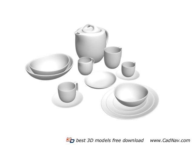 Porcelain tableware dinnerware set 3d rendering