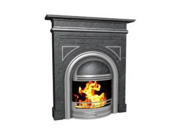 Elegant Carving Marble Fireplace 3d model preview