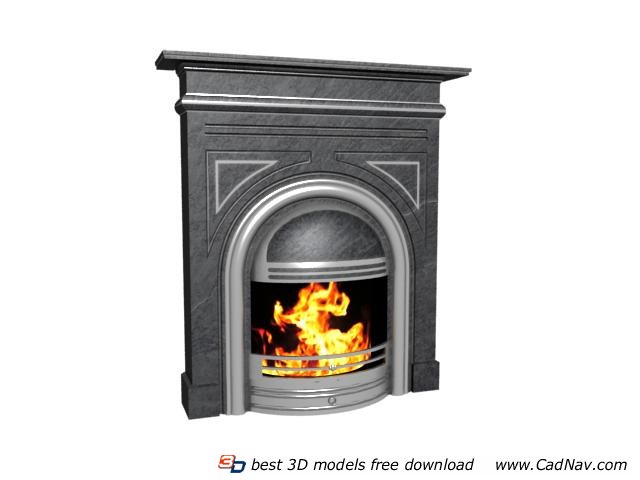 Elegant Carving Marble Fireplace 3d rendering