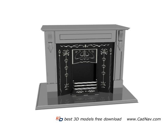Marble fireplace 3d rendering