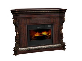 Antique Carved Fireplace 3d model preview