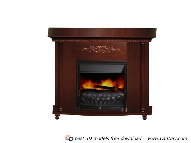 Wood burning fireplace 3d rendering