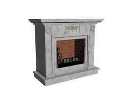 Marble Stone Fireplace 3d model preview