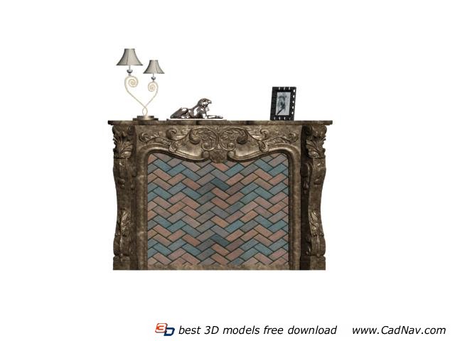 Decorative Wall Mounted Imitation Fireplace 3d rendering