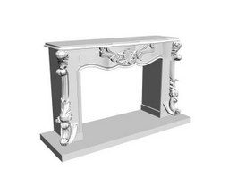 White marble fireplace mantel 3d model preview