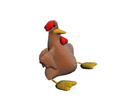 Plush stuffed chicken toy 3d model preview