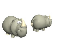 Cartoon toys natural animal rhino 3d model preview