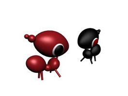 Plastic cartoon ants animal toy 3d model preview