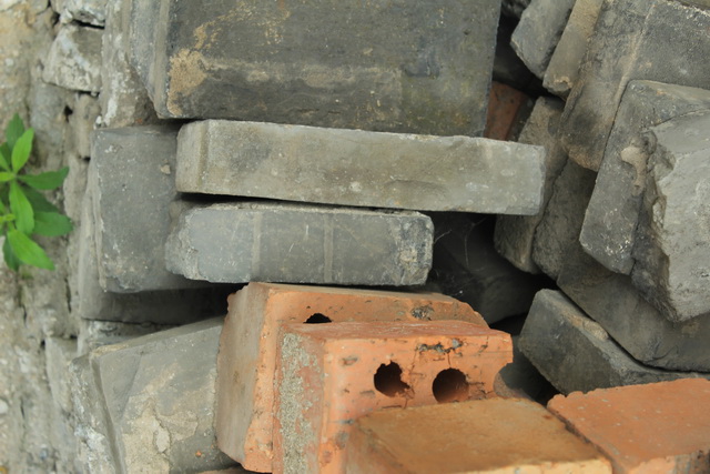 Grey brick and fire clay brick texture