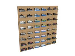 Wall mounted shoes display stand rack 3d model preview