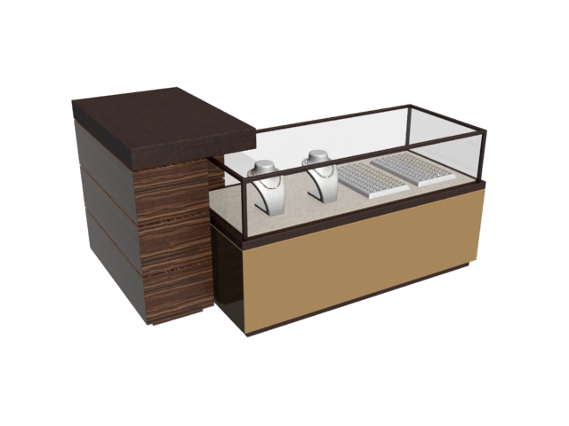 Jewelry Display Cabinet and Reception Desk 3d rendering