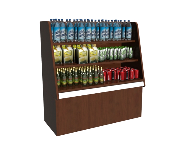 Beverage drink display rack 3d rendering