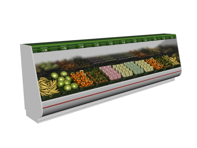 Fruit and Vegetable display freezer 3d rendering