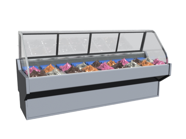 Ice cream display refrigerator 3d rendering