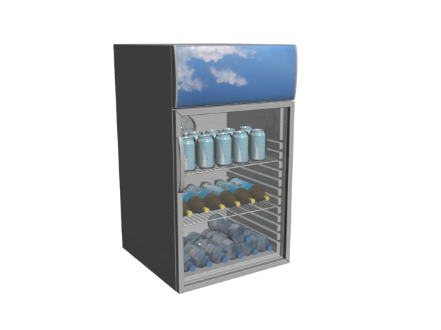 Upright Glass Showcase Freezer 3d rendering