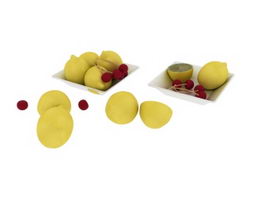 Fruit Tray With Lemons 3d model preview