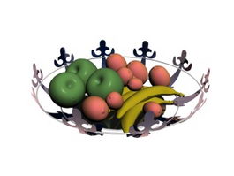 Metal Fruit Tray With Fruits 3d preview