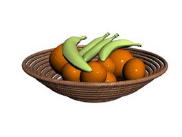Bananas and Rattan Fruit Tray 3d preview