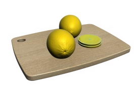 Lemon and Cutting Board 3d model preview