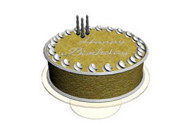 Fancy Birthday Cake 3d model preview