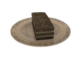 Cheesecake and cake plate 3d model preview