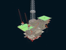 Offshore floating drilling 3d model preview