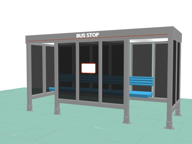 Bus stop shelter 3d rendering