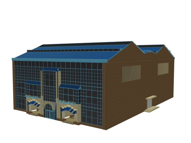 Industrial building workshop 3d rendering